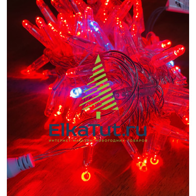 Светодиодная уличная гирлянда нить 24V 100 красных LED ламп, 10 м, с мерцанием, прозрачный силикон, соединяемая, IP65 - ART: CMR 205-519R