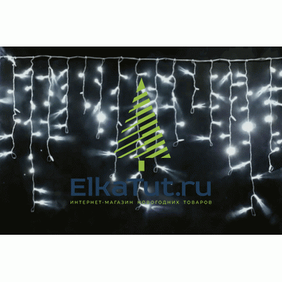 Светодиодная уличная бахрома "МДМ+" 3*0.9 м. 180 холодно белых LED ламп, с мерцанием, черный КАУЧУК, соединяемая, IP65