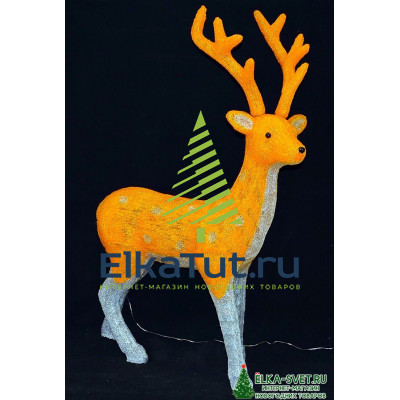 Светящийся Золотой Олень 135см., акриловый, белые LED огни – 21-027 