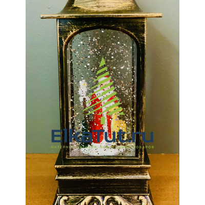 Декоративный фонарь CHRISTMAS «Дед мороз с оленёнком» с музыкой - CMR 223-601
