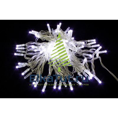 Светодиодная уличная гирлянда нить 10 м, 100 холодно белых LED ламп, статика, белый ПВХ, соединяемая, IP65 – 7302W