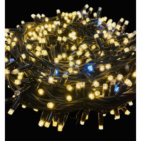 Светодиодная гирлянда нить 500 тепло-белых LED ламп 50 м, с мерцанием, черный КАУЧУК, соединяемая, IP65 (CEI LED) - ART: 500HWW+F