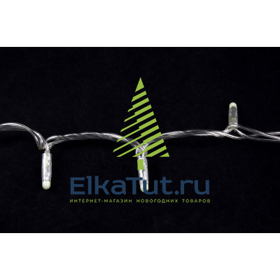 Светодиодная уличная гирлянда нить 10 м, 100 холодно белых LED ламп, статика, белый ПВХ, соединяемая, IP65 – 7302W