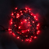 Уличная гирлянда 100 красных LED ламп 10 м, статика, черный КАУЧУК, соединяемая, IP65 - XM100Hr