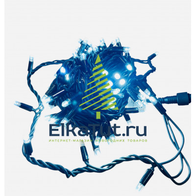 Светодиодная уличная гирлянда нить 24V 100 белых LED ламп, 10 м, статика, черный каучук-силикон, соединяемая, IP65 - CMR: 205-516Hw