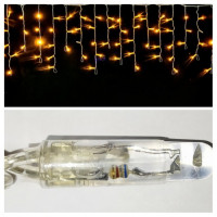 Светодиодная уличная бахрома "МДМ+" 3*0.5 м, 120 жёлтых LED ламп, с мерцанием, прозрачный СИЛИКОН, соединяемая, IP65