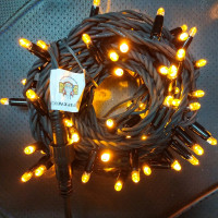 Светодиодная уличная гирлянда 24V 100 жёлтых LED ламп, 10 м, черный КАУЧУК, соединяемая, IP65