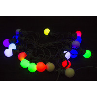 Светодиодная гирлянда Большие Шарики 11 м, 20 RGB LED ламп 50 мм, чёрный каучук, соединяемая, IP54 – m.01.7B.20+5.0ball
