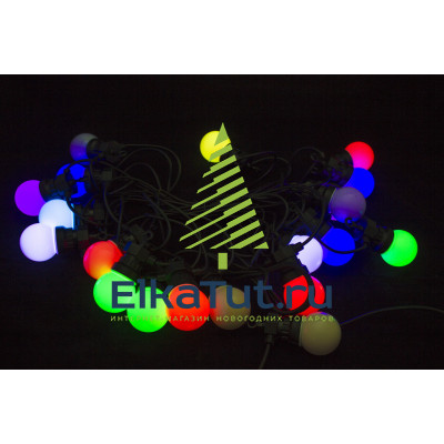 Светодиодная гирлянда Большие Шарики 11 м, 20 RGB LED ламп 50 мм, чёрный каучук, соединяемая, IP54 – m.01.7B.20+5.0ball Светодиодная гирлянда Большие Шарики 11 м, 20 RGB LED ламп 50 мм, чёрный каучук, соединяемая, IP54 – m.01.7B.20+5.0ball