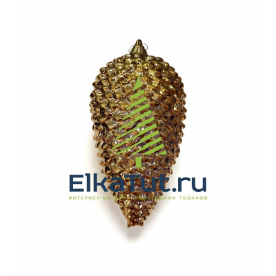 Шишка глянцевая, золотая, 25 см